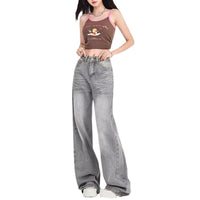 Autumn Retro Loose Low Waist Straight Jeans For Women