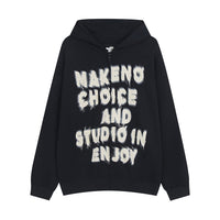 Loose Casual Letter Print Zipper Sweater