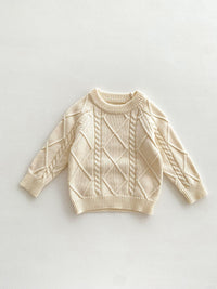 Baby Twist Knitted Overalls Suit Pullover Sweater Jumpsuit