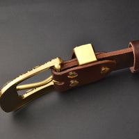 Solid Brass Belt Buckle Casual Pin Genuine Leather
