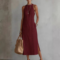 Women's Halter Neck Sleeveless Dress Lace Patchwork Holiday Style Summer Top