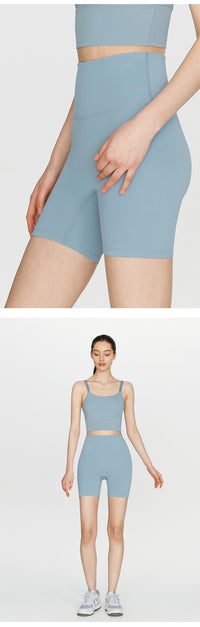 Hip Lifting Peach Yoga Four-point Short High Waist Basic Sports Running Cycling Pants Brushed Nude Feel