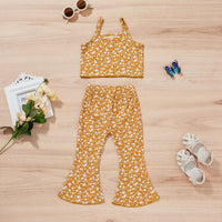 Floral Strap Top Bell-bottom Pants Suit