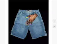 Y2g Hip Hop Trend Pattern Printed Denim Shorts Men