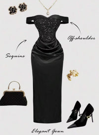 Women's Fashionable Sequined Strapless Bodycon Dress