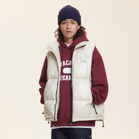 Glossy Stand Collar Printing Down Vest Men's Thickened