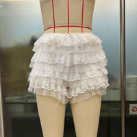 Flounced Wave Solid Color Lolita Low Waisted Shorts