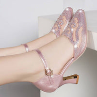 Summer Pointed Toe Stiletto Baotou Korean Women's Shoes One Word Buckle Sandals