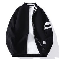 Mens Thermal Knitted Jacket With A Mock Neck And Long Sleeves