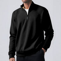 Men's Brushed Hoody Placket Zipper Design Solid Color Turtleneck Coat