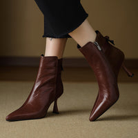 Autumn And Winter New French Retro Bow Spliced High Heels