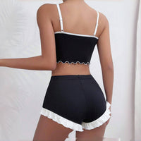 Lace-trimmed Top And Shorts Loungewear Set