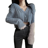 Women's V-neck Long Sleeve Knitted Cardigan Short Sweater