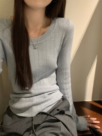 Pattern Round Neck Long Sleeve Sweater