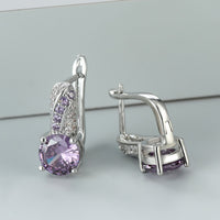 AutumnWinter Accessories White K-Gold Inlaid Round Amethyst Ear Clips