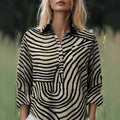 Fashion All-matching Printed Casual Half-open Lapel Shirt