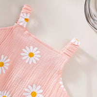 Small Chrysanthemum Printed Double-sided Wrinkle One-piece Shorts Hat Two-piece Set