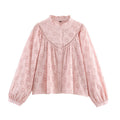 Women's Fashionable Casual Loose Long-Sleeve Hollow-Out Embroidered Shirt