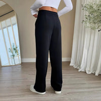 Women's Casual Pants Solid Color High Waist Straight-leg Pants