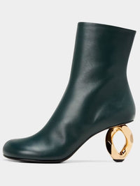 Beef Tendon Outsole Round Toe Mid Heel Boots White
