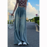 Versatile Drawstring Hanging Wide Leg Jeans