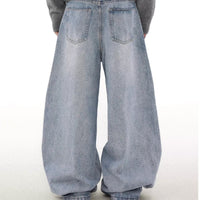 Retro Washed Distressed Simple Straight Jeans
