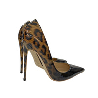 European And American Fashion Gradient Color 12cm Pointed Stiletto Heel Ladies Soft Leather Shoes Leopard Print Women's Fashion Shoes