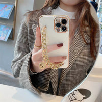 Mobile Phone Shell Plating Bracelet Pearl Hole
