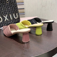 New Summer Women's Shoes Pointed Slippers Thick Heel