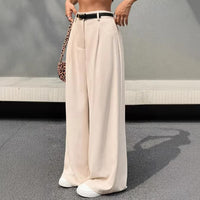 Women's Elegant Casual Wide-Leg Straight Pants With Belt