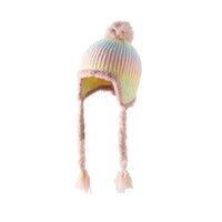 New Style With Fur Ball Thickened Woolen Cap Korean Style Earflaps Slipover Knitted Hat