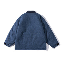 Chinese Style Retro Washed Batik V-neck Cotton-padded Coat