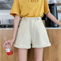 Women's Loose High Waist Cotton Denim Shorts