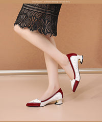 Women's High-end Fashionable Genuine Leather Chunky Heel Shoes