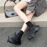 Genuine Leather Fashion Platform Lace-up Women's Shoes