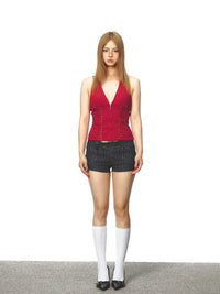 Halter Zipper Camisole Top Slim Women's Vest