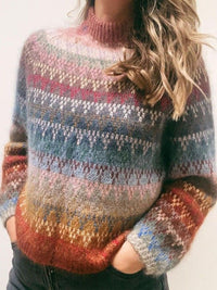 Womens 3D Digital-print Crew-neck Loose Hoodie