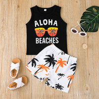 Boys' Summer Sportswear Two-piece Set Vest Shorts Set