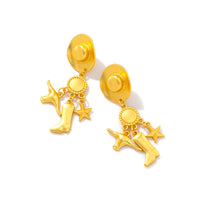 Creative Long Cowboy Hat Eardrops Earrings