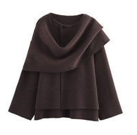 Women's Asymmetric Scarf Shorts Knitted Coat