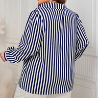 Blue And White Striped Shirt Top European And American Temperament Commuting