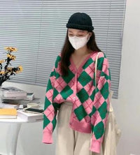 Internet Hot Sweater Women's Retro Diamond Sweater