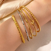 Personalized Patterned Bracelet For Women Elegant Geometric Layering Bangle In Solid Colors