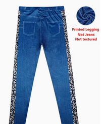 Ladies' Faux Denim Print Skinny Leggings All-season Comfort Fit