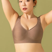 Traceless Plus Size Women's Big And Small Breast Holding Anti-sagging Full Cup Thin Push Up Sports Chest Cover