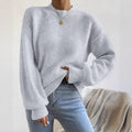 Pure Color Half Collar Leisure Pullover Sweater Women's Long-sleeved Sweater