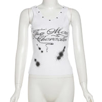 Slim-fit Street-style Sleeveless Printed Tank Top With A Crew Neck