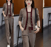 Cardigan Camisole And Wide-leg Pants Three-piece Set