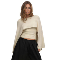 Women's Loose Round Neck Cape Shawl Top Knitted Sweater