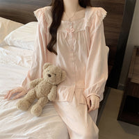 Pajamas Long Sleeve Lace Loungewear Set Suitable For Wearing Outside